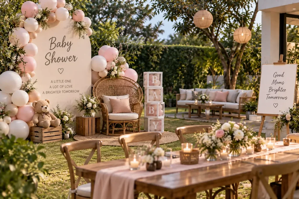 Private farmhouse with lawn for baby shower celebrations in Noida.