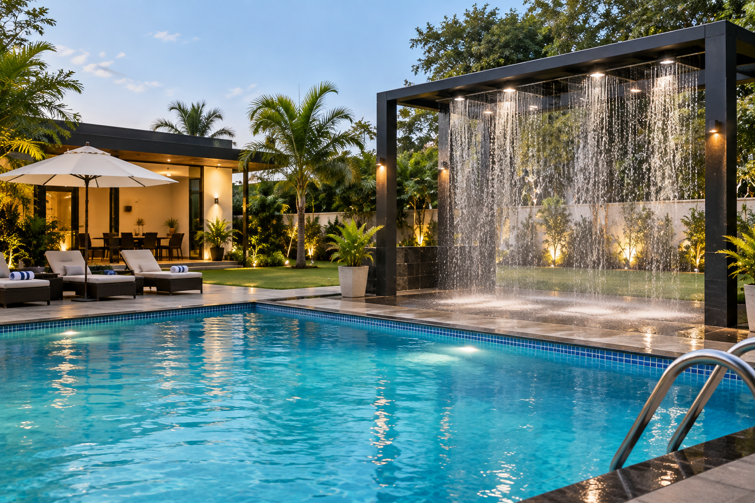 Pool and rain dance for farmhouse parties in Noida