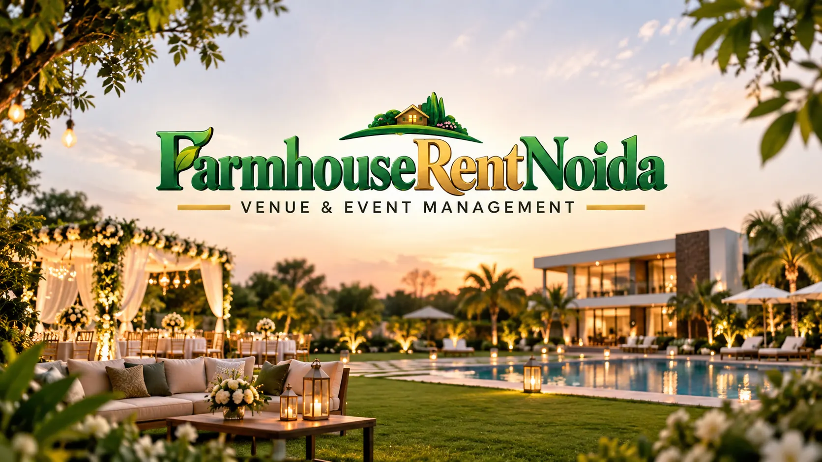 Farmhouse Rent Noida venue and event management with luxury farmhouse, pool and event setup
