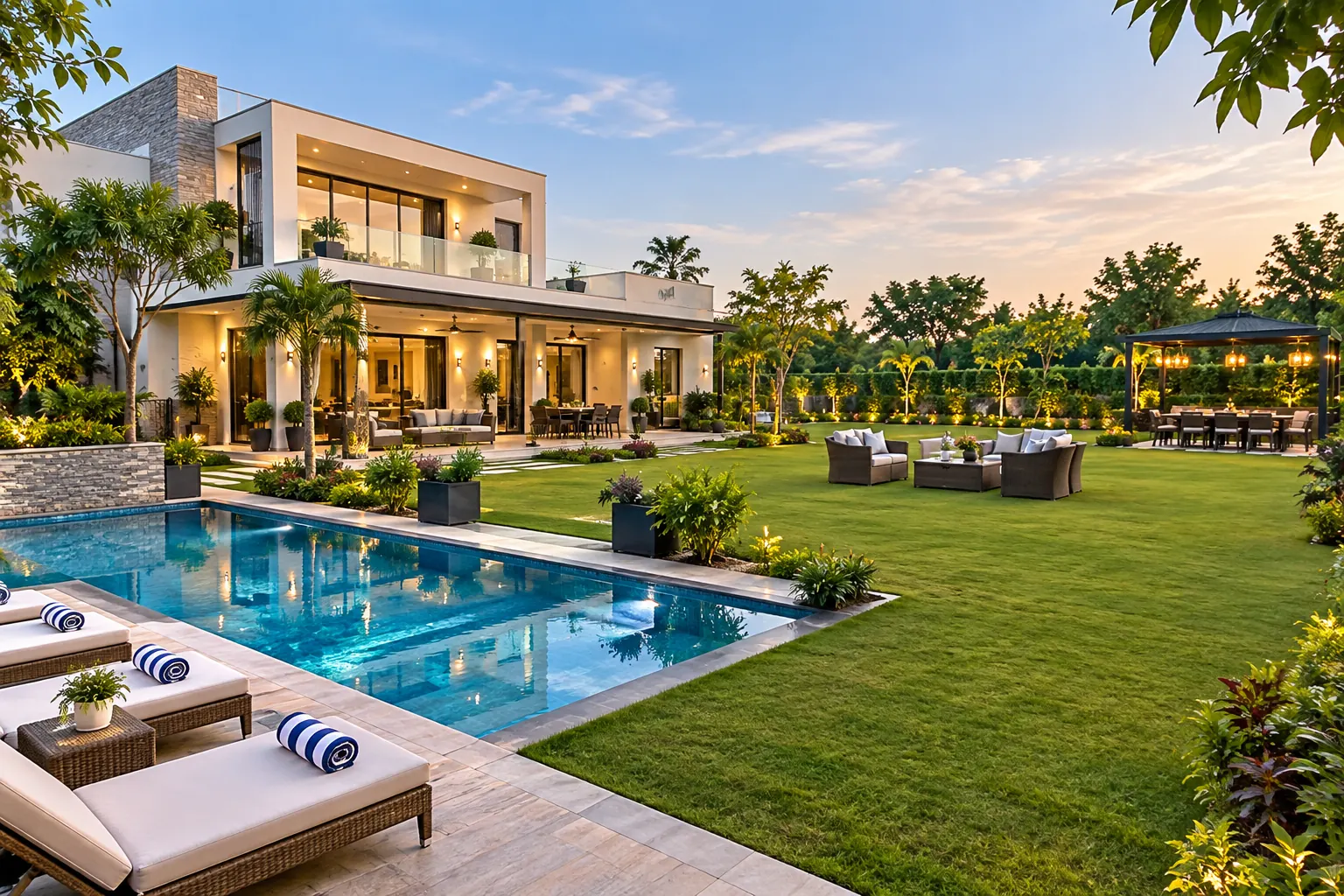 Luxury farmhouse with swimming pool and lawn in Noida