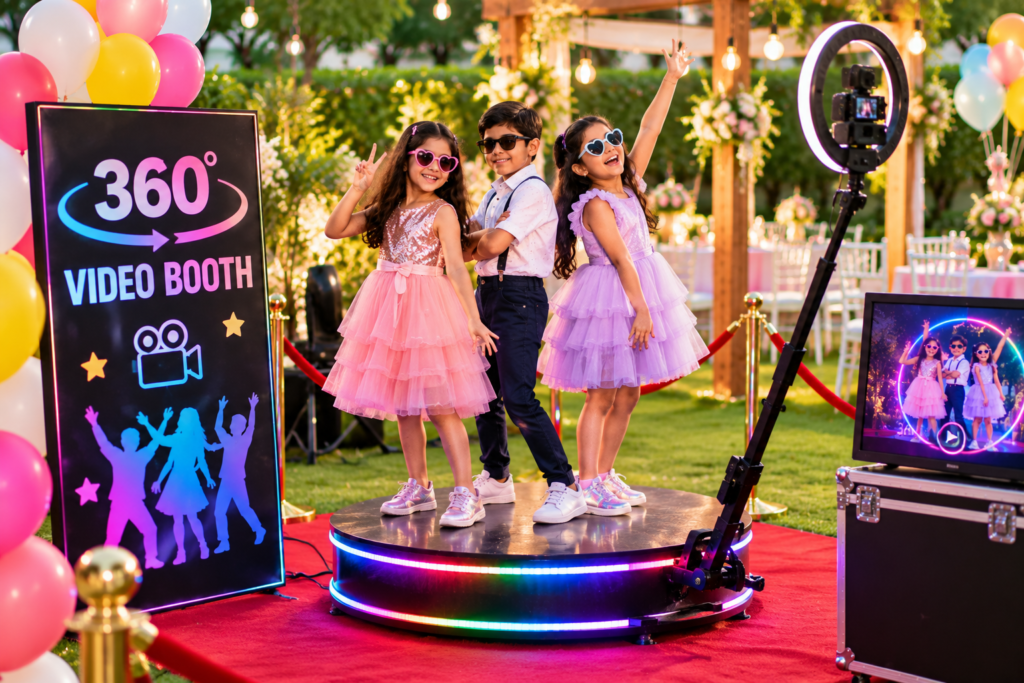 360 degree video booth for weddings, birthday parties and corporate events in Noida