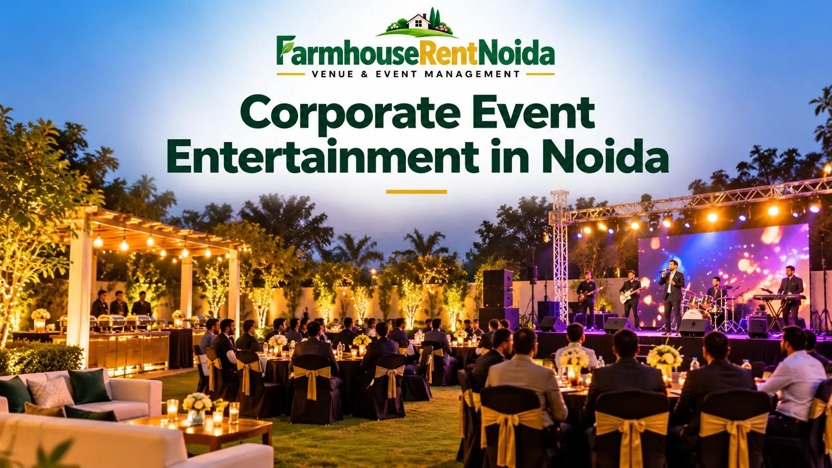 Corporate event entertainment in Noida featuring live music, professional performers, stage lighting and company celebrations