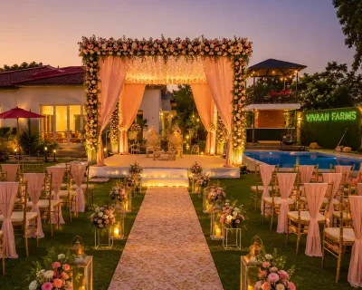 vivaan-farms-wedding-decor-noida-compressed Wedding decoration and mandap setup at Vivaan Farms in Noida